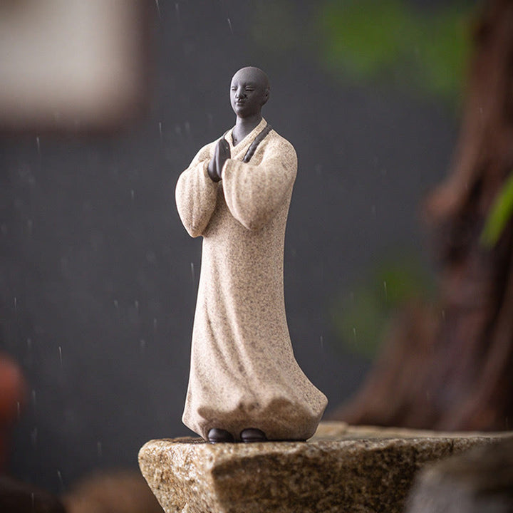 Buddha Stones Méditant Moine Priant Figure Céramique Compassion Sérénité Décoration de la Maison