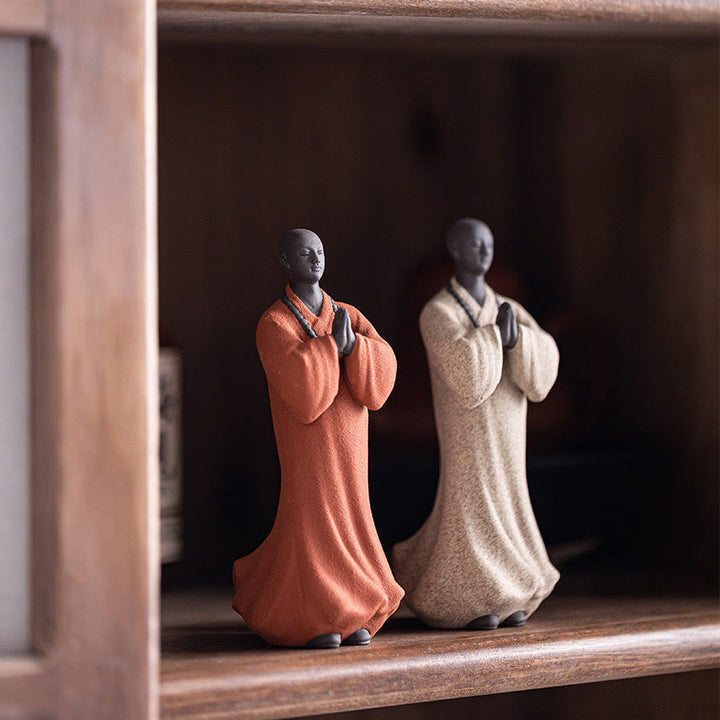 Buddha Stones Méditant Moine Priant Figure Céramique Compassion Sérénité Décoration de la Maison