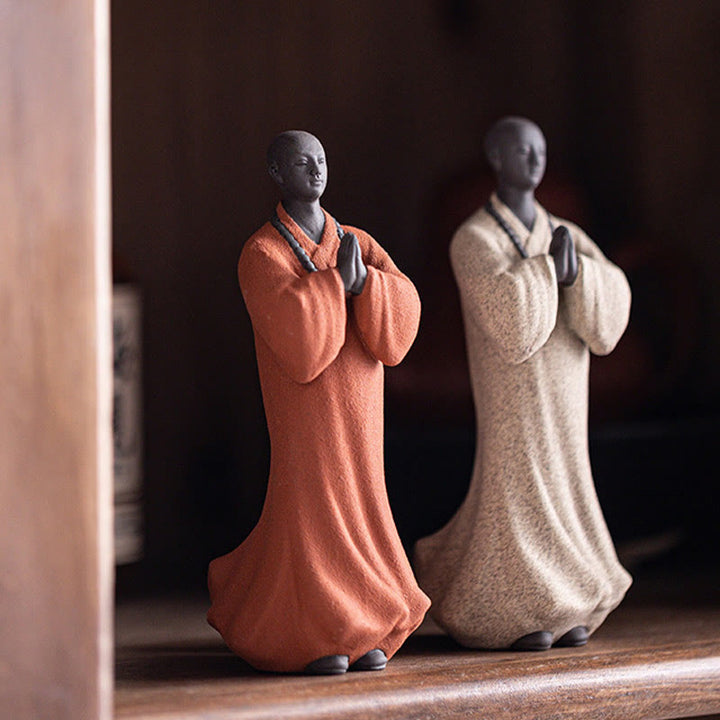 Buddha Stones Méditant Moine Priant Figure Céramique Compassion Sérénité Décoration de la Maison