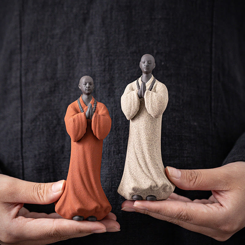Buddha Stones Méditant Moine Priant Figure Céramique Compassion Sérénité Décoration de la Maison - image 8