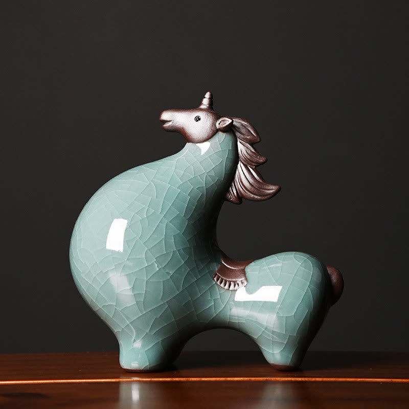 Buddha Stones Tête en bas Cheval en haut Céramique Succès Liberté Décoration de la maison - Cheval à tête levée 10,5 x 10,5 x 5,5 cm - image 12