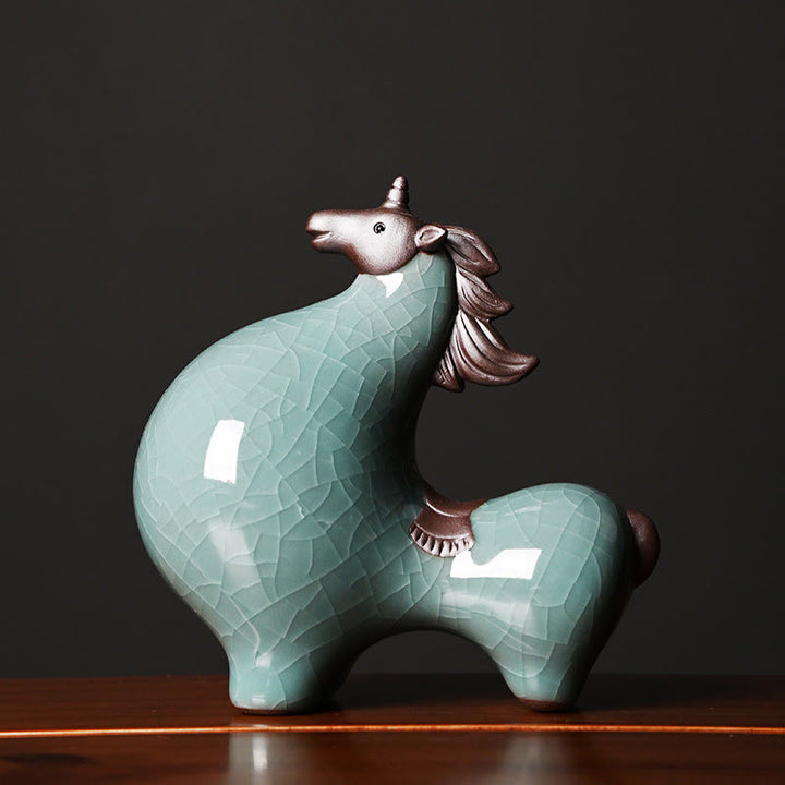 Buddha Stones Tête en bas Cheval en haut Céramique Succès Liberté Décoration de la maison - Cheval à tête levée 10,5 x 10,5 x 5,5 cm - image 12