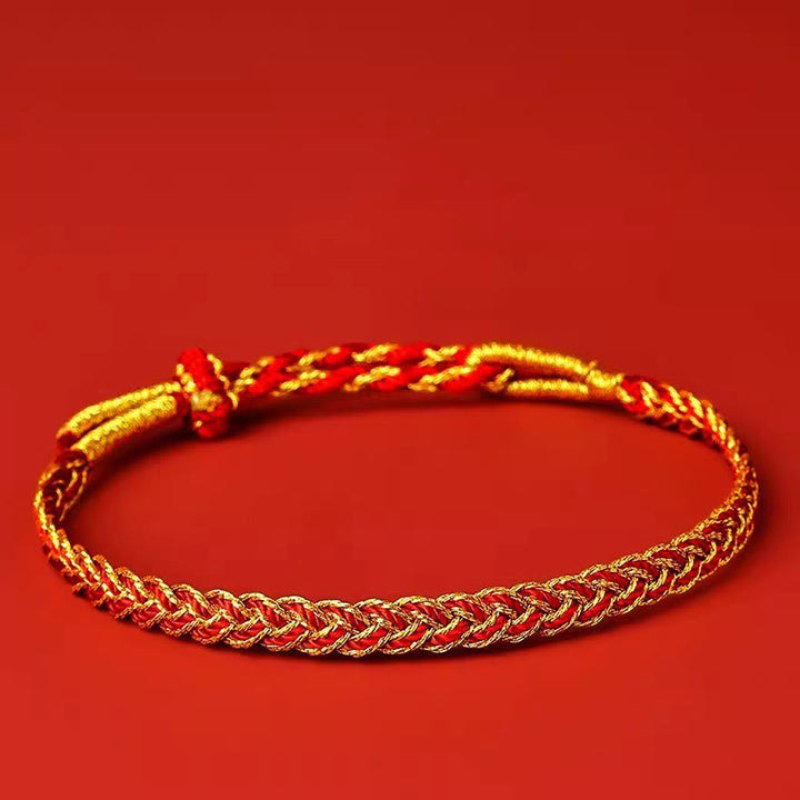 Bracelet porte-bonheur en fil rouge et fil jaune Buddha Stones