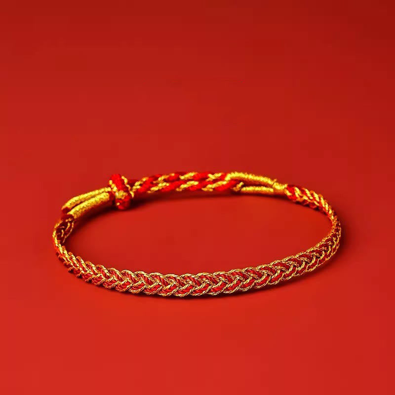 Bracelet porte-bonheur en fil rouge et fil jaune Buddha Stones
