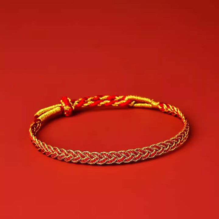 Bracelet porte-bonheur en fil rouge et fil jaune Buddha Stones