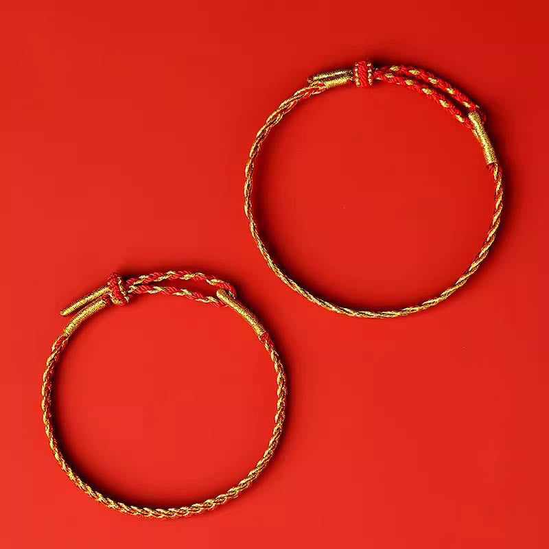 Bracelet porte-bonheur en fil rouge et fil jaune Buddha Stones