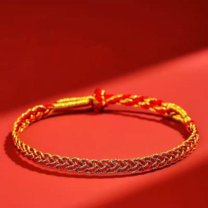 Bracelet porte-bonheur en fil rouge et fil jaune Buddha Stones