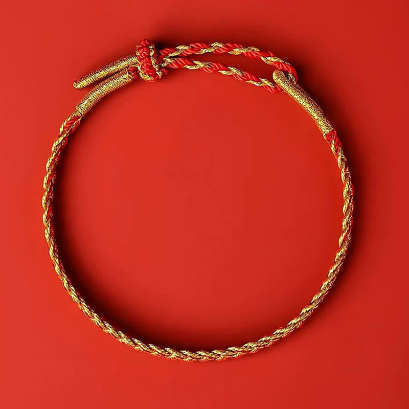 Bracelet porte-bonheur en fil rouge et fil jaune Buddha Stones