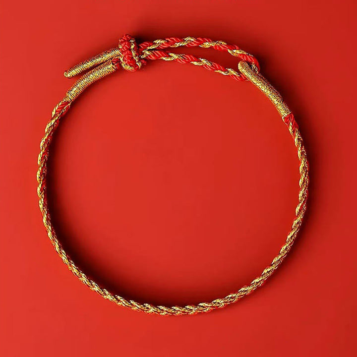 Bracelet porte-bonheur en fil rouge et fil jaune Buddha Stones