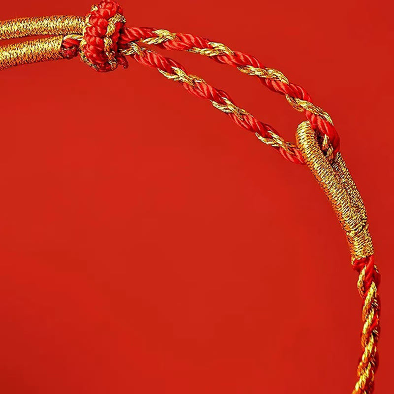 Bracelet porte-bonheur en fil rouge et fil jaune Buddha Stones