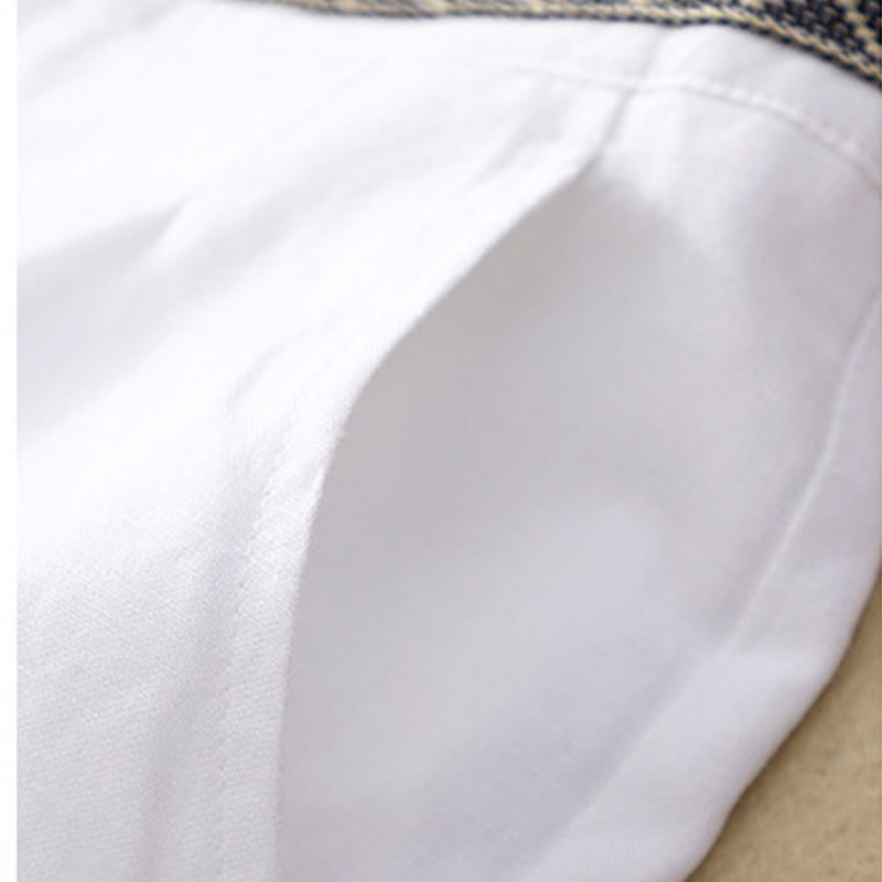 Pantalon pour femme en coton et lin élastique avec poches et boutons sur le devant et au dos, couleur unie , Buddha Stones - image 27