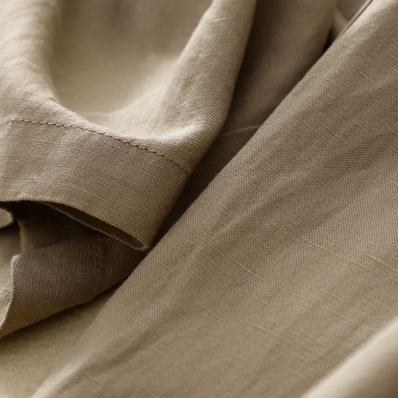 Pantalon pour femme en coton et lin élastique avec poches et boutons sur le devant et au dos, couleur unie , Buddha Stones - image 22