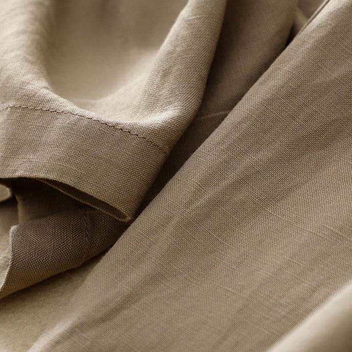 Pantalon pour femme en coton et lin élastique avec poches et boutons sur le devant et au dos, couleur unie , Buddha Stones - image 22