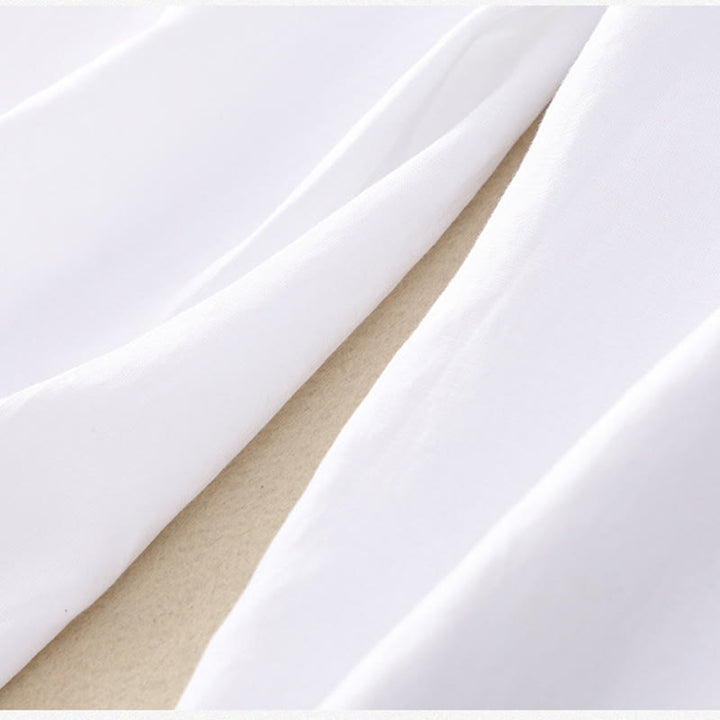 Pantalon pour femme en coton et lin élastique avec poches et boutons sur le devant et au dos, couleur unie , Buddha Stones