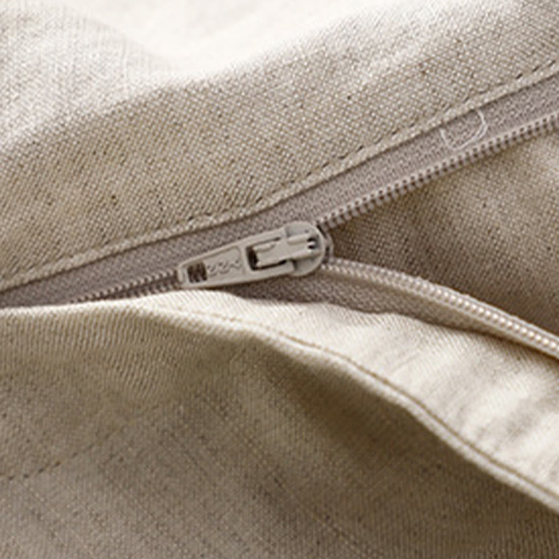 Pantalon pour femme en coton et lin élastique avec poches et boutons sur le devant et au dos, couleur unie , Buddha Stones - image 7