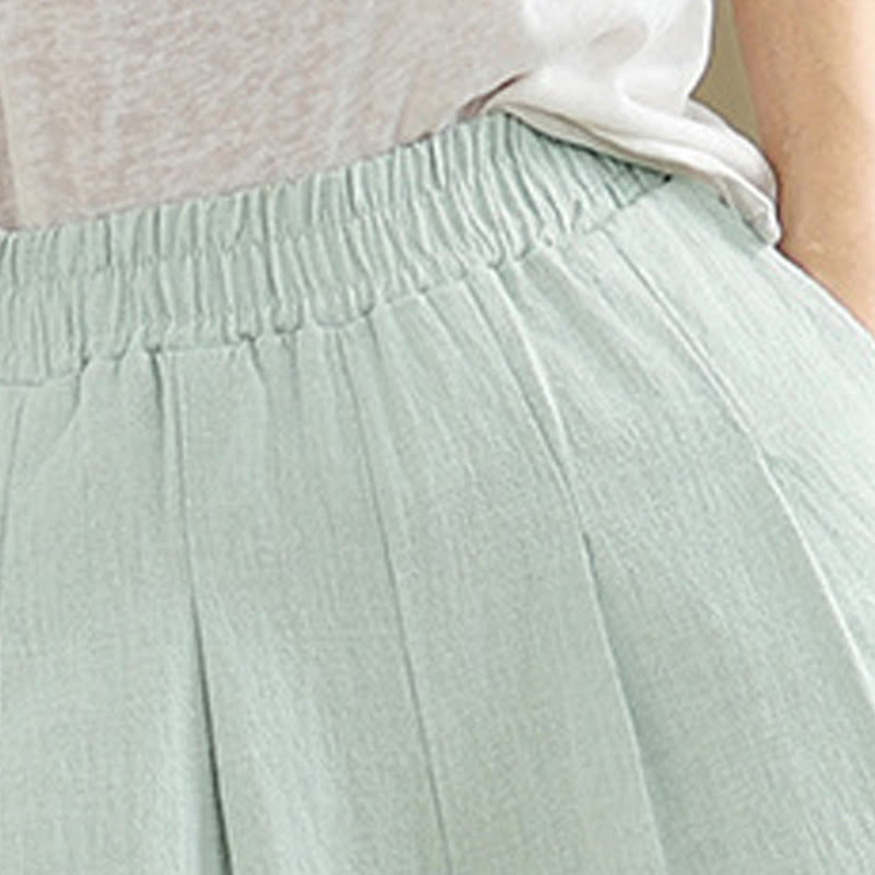 Pantalon décontracté en coton et lin pour femme avec poches et taille élastique fuselée de couleur unie Buddha Stones - image 34