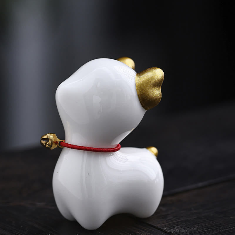 Figurine de bureau en céramique en forme de mini Buddha Stones - Cerf blanc 4*2,7*5,3 cm - image 1