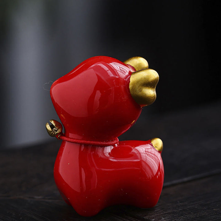 Figurine de bureau en céramique en forme de mini Buddha Stones - Cerf rouge 4*2,7*5,3 cm - image 22