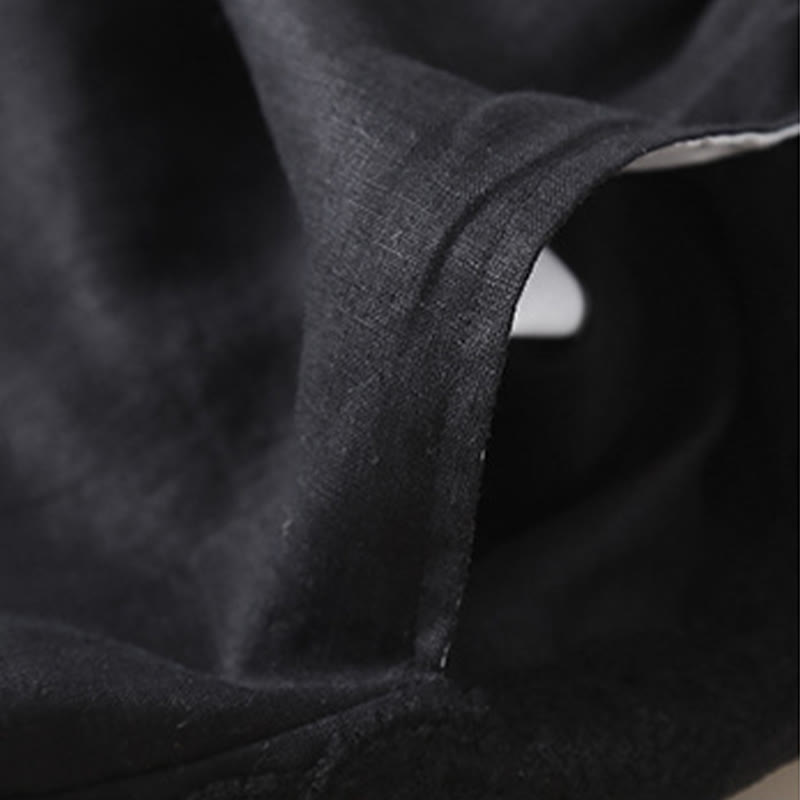 Pantalon en lin uni avec broderie florale sur le côté et poches pour femme avec Buddha Stones