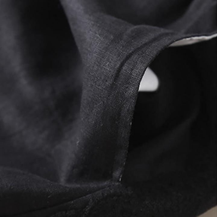 Pantalon en lin uni avec broderie florale sur le côté et poches pour femme avec Buddha Stones