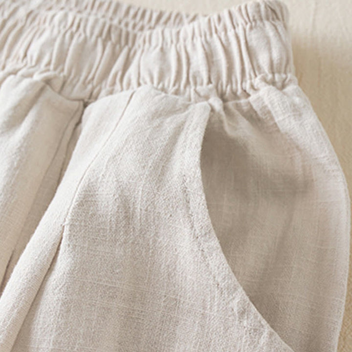 Pantalon pour femme en coton et lin uni avec poches Buddha Stones - image 11