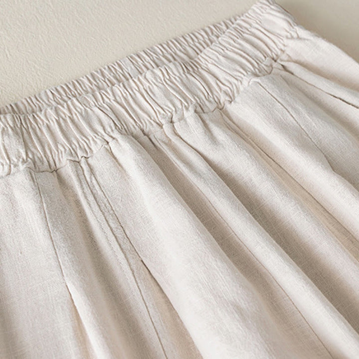 Pantalon pour femme en coton et lin uni avec poches Buddha Stones