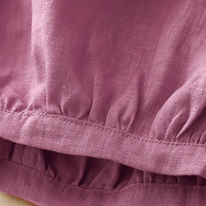 Pantalon décontracté en lin uni de couleur unie avec poches pour femme Buddha Stones - image 11