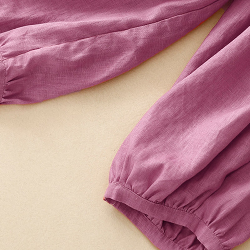 Pantalon décontracté en lin uni de couleur unie avec poches pour femme Buddha Stones - image 12