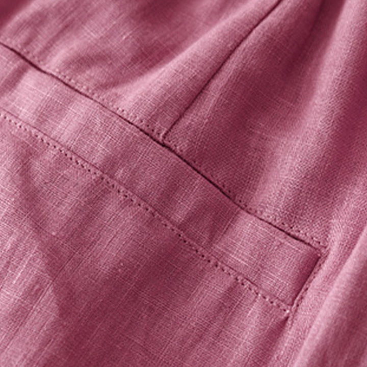 Pantalon décontracté en lin uni de couleur unie avec poches pour femme Buddha Stones - image 8