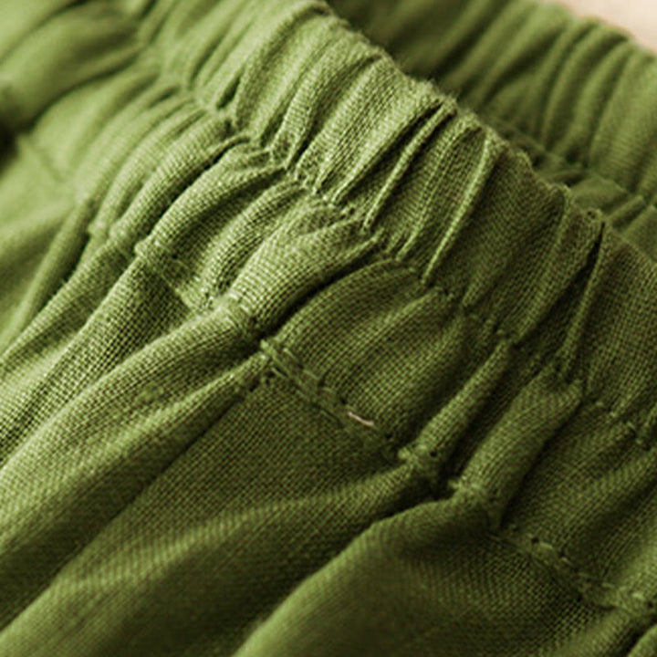 Pantalon décontracté en lin uni de couleur unie avec poches pour femme Buddha Stones - image 25