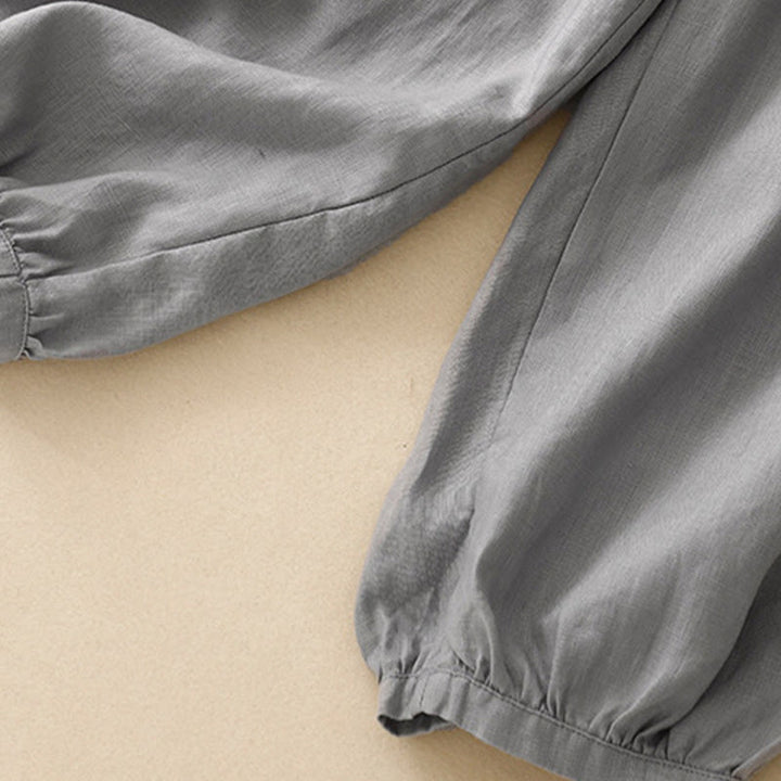 Pantalon décontracté en lin uni de couleur unie avec poches pour femme Buddha Stones - image 22