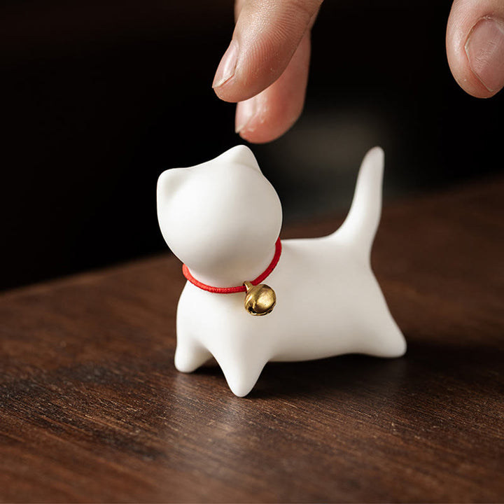 Figurine de chat couché debout en forme de mini Buddha Stones en pierre en céramique pour décoration de bureau - image 8