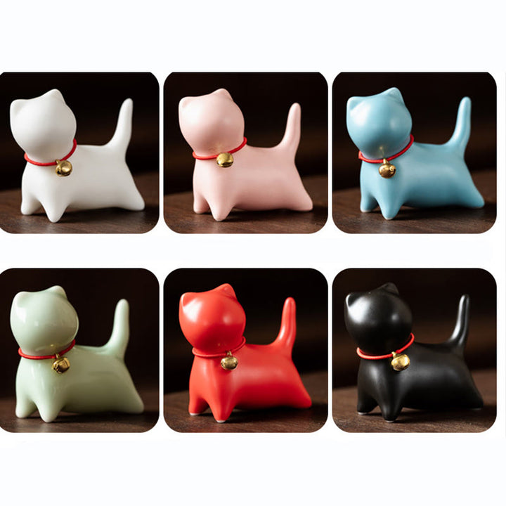 Figurine de chat couché debout en forme de mini Buddha Stones en pierre en céramique pour décoration de bureau - image 16