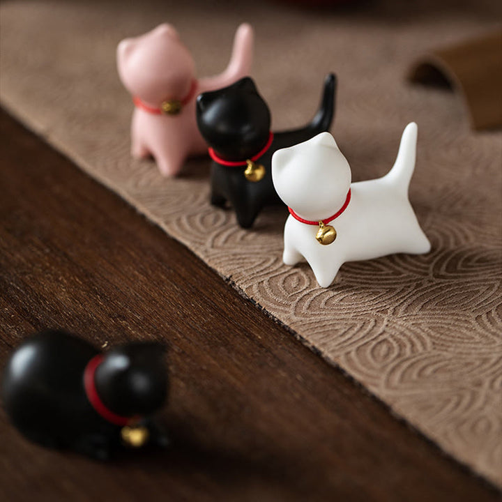 Figurine de chat couché debout en forme de mini Buddha Stones en pierre en céramique pour décoration de bureau - image 16