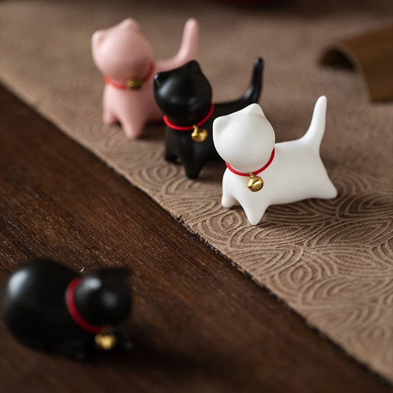 Figurine de chat couché debout en forme de mini Buddha Stones en pierre en céramique pour décoration de bureau - image 17