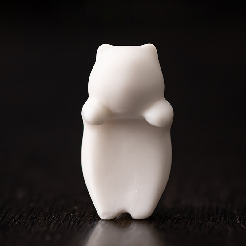 Figurine de chat blanc à suspendre en forme de mini Buddha Stones en céramique pour décoration de bureau ou de maison - image 3