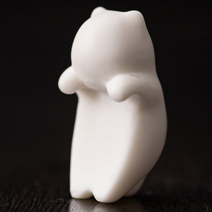 Figurine de chat blanc à suspendre en forme de mini Buddha Stones en céramique pour décoration de bureau ou de maison - image 5