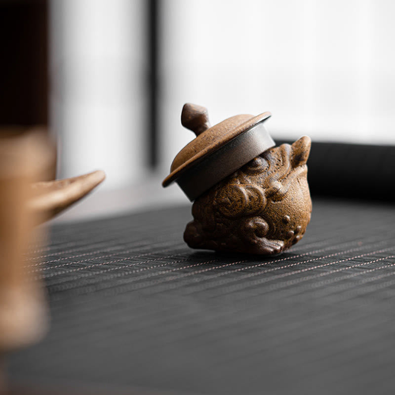 Buddha Stones Mini Chat Debout Feng Shui Grenouille Crapaud Thé Animal De Compagnie Céramique Maison Bureau Figurine Décoration - image 12