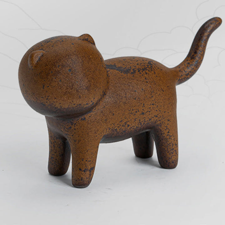 Buddha Stones Mini Chat Debout Feng Shui Grenouille Crapaud Thé Animal De Compagnie Céramique Maison Bureau Figurine Décoration - image 10