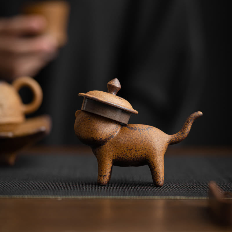 Buddha Stones Mini Chat Debout Feng Shui Grenouille Crapaud Thé Animal De Compagnie Céramique Maison Bureau Figurine Décoration - image 3