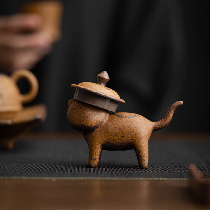 Buddha Stones Mini Chat Debout Feng Shui Grenouille Crapaud Thé Animal De Compagnie Céramique Maison Bureau Figurine Décoration - image 3