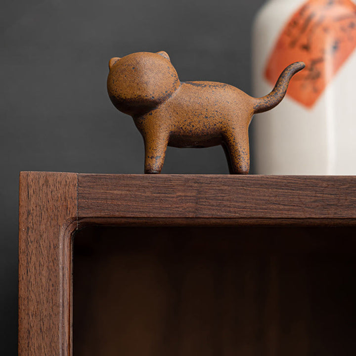Buddha Stones Mini Chat Debout Feng Shui Grenouille Crapaud Thé Animal De Compagnie Céramique Maison Bureau Figurine Décoration - image 4