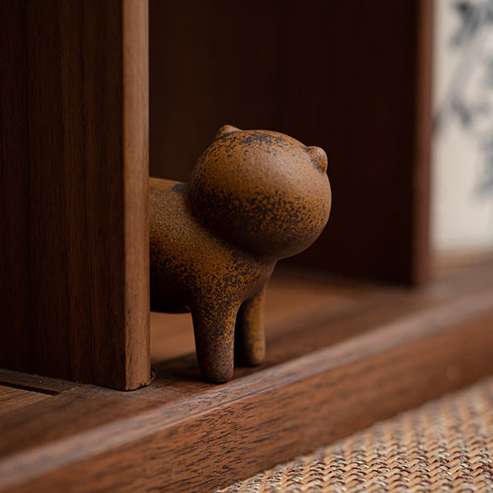 Buddha Stones Mini Chat Debout Feng Shui Grenouille Crapaud Thé Animal De Compagnie Céramique Maison Bureau Figurine Décoration - image 6