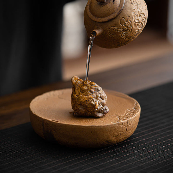 Buddha Stones Mini Chat Debout Feng Shui Grenouille Crapaud Thé Animal De Compagnie Céramique Maison Bureau Figurine Décoration - image 14