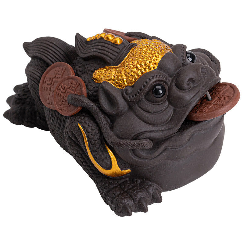 Buddha Stones Feng Shui Grenouille Crapaud Pièces de cuivre Céramique Argile violette Richesse Maison Thé Figurine pour animaux de compagnie Décoration - image 10