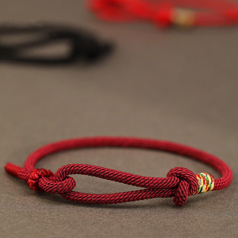Bracelet porte-bonheur en argent sterling 925 et 999 avec cordon rouge et Buddha Stones - Cordon rouge foncé - Cordon coloré - 16-17 cm - image 0
