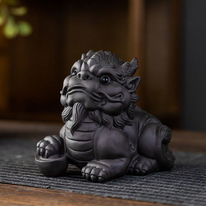 Buddha Stones PiXiu Lingot Boule Argile Violette Céramique Thé Animal Richesse Maison Figurine Décoration