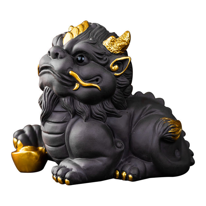 Buddha Stones PiXiu Lingot Boule Argile Violette Céramique Thé Animal Richesse Maison Figurine Décoration