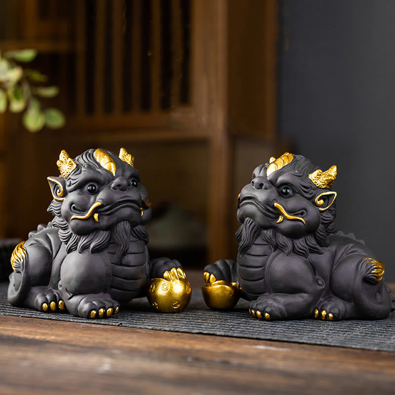 Buddha Stones PiXiu Lingot Boule Argile Violette Céramique Thé Animal Richesse Maison Figurine Décoration - image 0