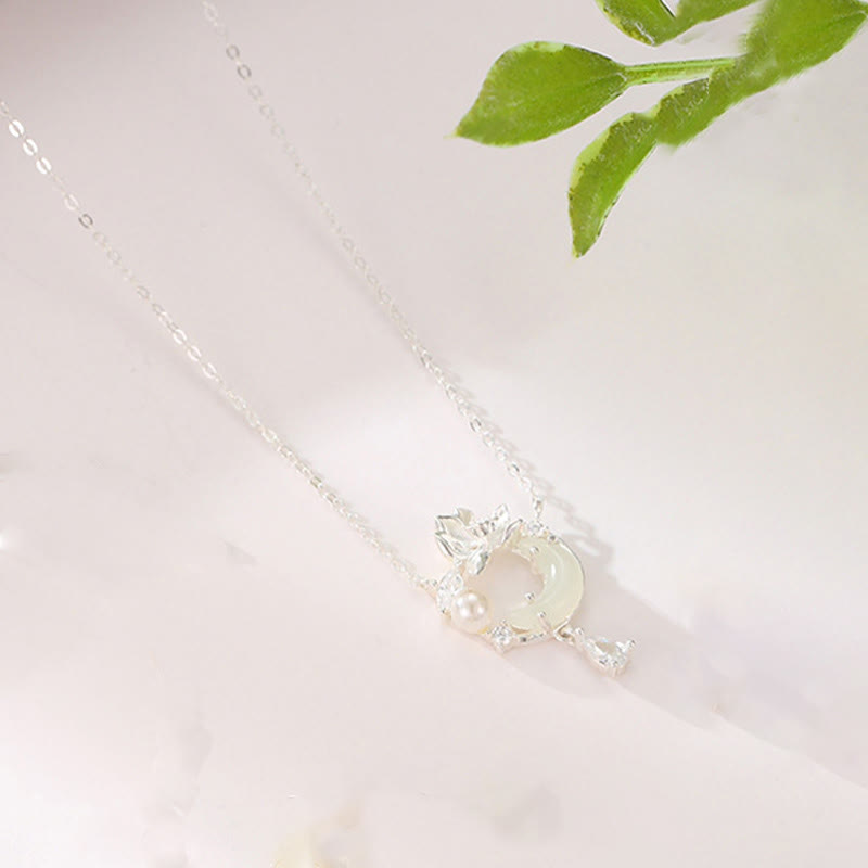 Collier avec pendentif en perles de zircone cubique en argent sterling 925 et jade Hetian de Buddha Stones